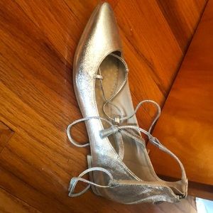 Boden silver lace up flats size 40
